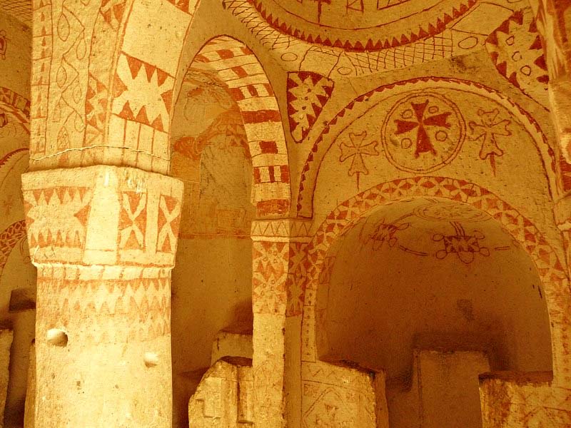 Motifs were painted in red directly onto the rock.